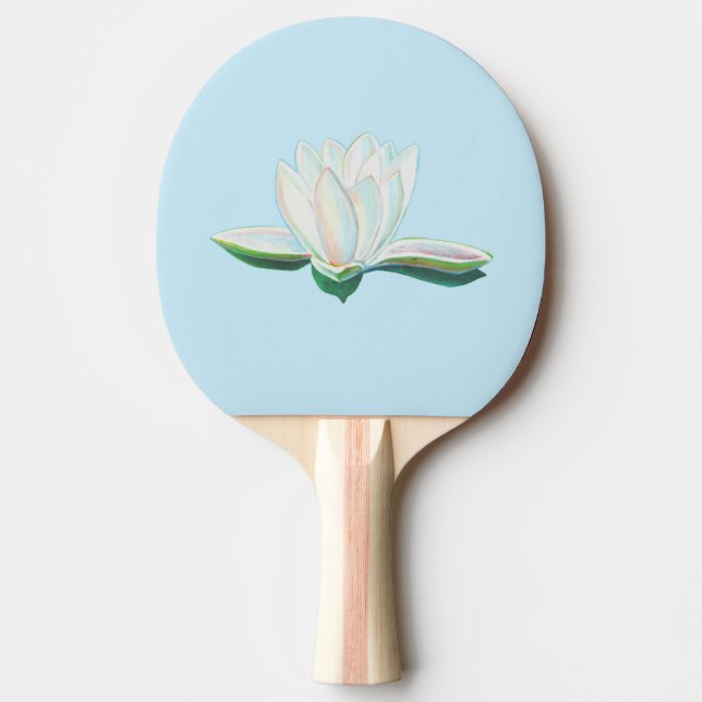 White Lotus Flower Illustration   Ping Pong Paddle (Front)