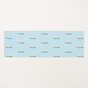 White Lotus Flower Illustration Yoga Mat