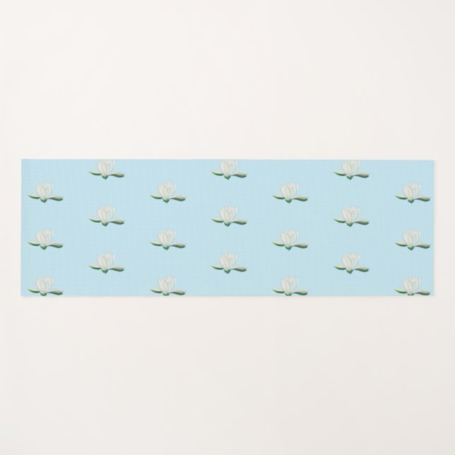 White Lotus  Flower Illustration  Yoga Mat (Front (Horizontal))