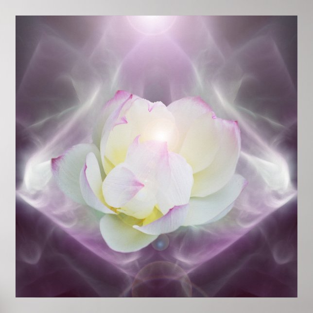 White lotus flower in crystal poster (Front)