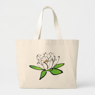 white Lotus Flower Large Tote Bag