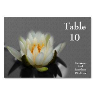 White Lotus Flower Personalised Table Number