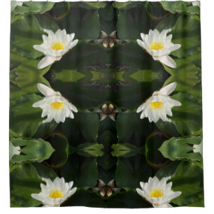 White Lotus Flower Photo  Shower Curtain