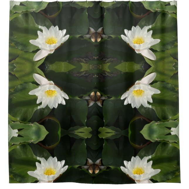 White Lotus Flower Photo  Shower Curtain (Front)