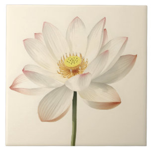 White Lotus Flower Tile