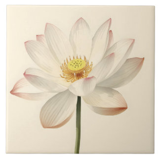 White Lotus Flower Tile