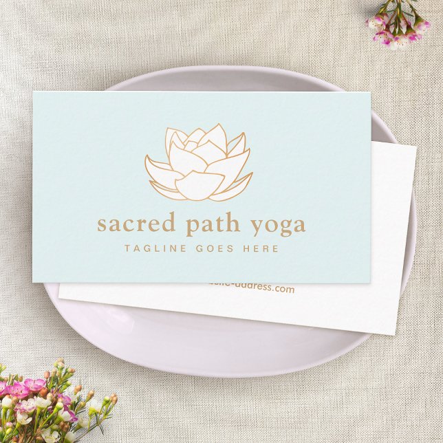 White Lotus Flower Yoga and Meditation Teacher Business Card (Creator Uploaded)