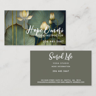 White Lotus Flowers, Beautiful Healing Nature Business Card