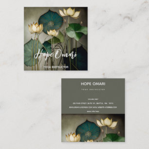 White Lotus Flowers, Beautiful Healing Nature Square Business Card