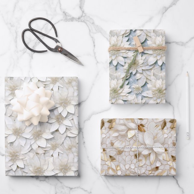 White Lotus Flowers   Wrapping Paper Sheet (Front)