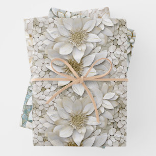 White Lotus Flowers   Wrapping Paper Sheet