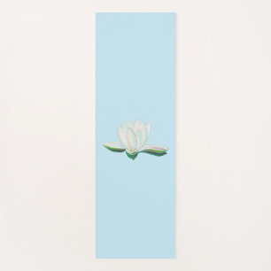 White Lotus Illustration Sky Blue Yoga Mat