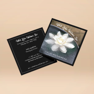 White Lotus in Water Wellness Spa Black Square Business Card