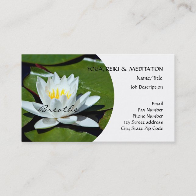 White Lotus l Water Lily l Breathe Business Card (Front)
