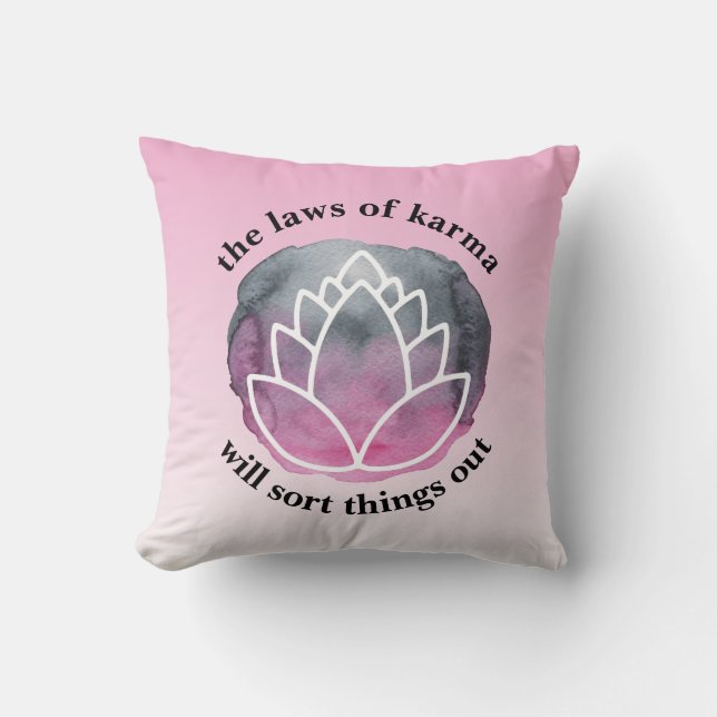 White Lotus Laws of Karma Inspirational Quote Cushion (Front)