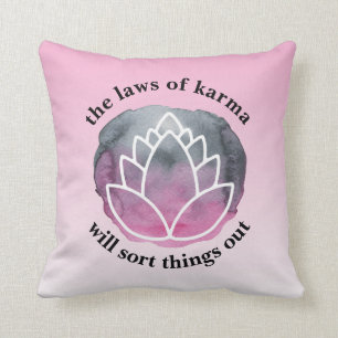 White Lotus Laws of Karma Inspirational Quote Cushion