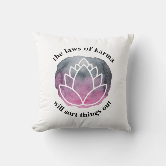 White Lotus Laws of Karma Inspirational Saying Cushion (Front)