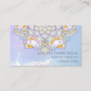 White Lotus Mandala Modern Yoga Instructor Business Card