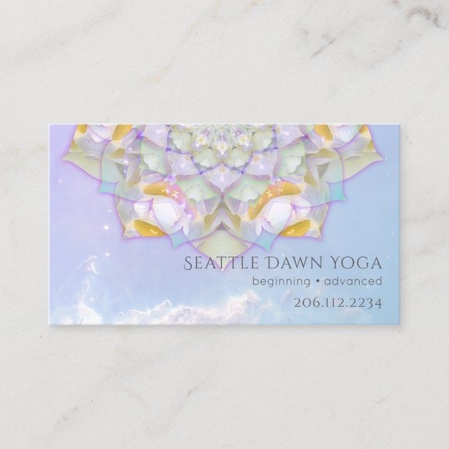 White Lotus Mandala Modern Yoga Instructor Business Card (Front)