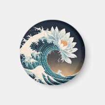 White Lotus & Ocean Wave – Elegance in Motion