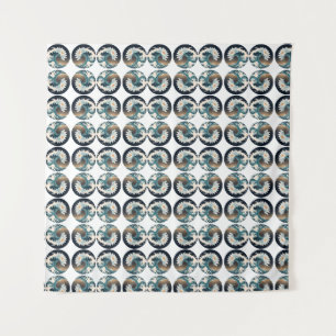 White Lotus & Ocean Wave – Elegance in Motion Tapestry