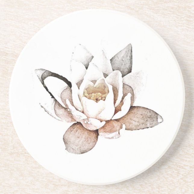 WHITE LOTUS SANDSTONE COASTER (Front)