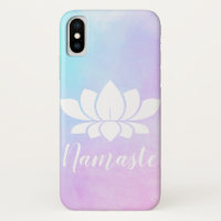 White Lotus Silhouette Namaste Pink & Blue Pastel