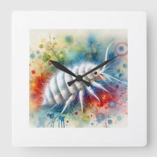 White Louse 080824AREF113 - Watercolor Square Wall Clock
