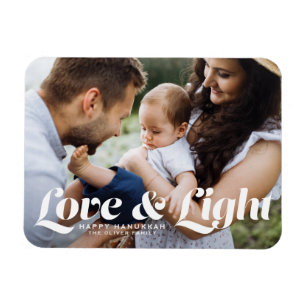 White Love and Light Typography Photo Hanukkah Magnet