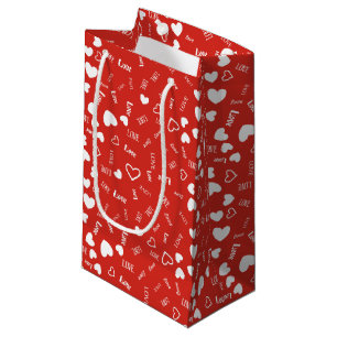 White Love & Hearts Patterned Gift Bag
