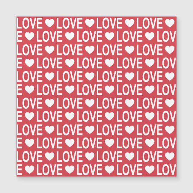White Love Pattern Magnetic Card (Front)