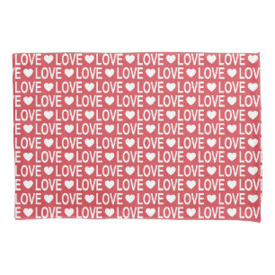 White Love Pattern Pillow Case