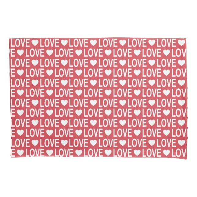 White Love Pattern Pillow Case (Front)