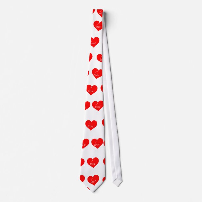 White Love Text With Red Heart Tie (Front)