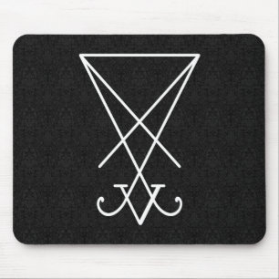 White Lucifer Alchemy Sigil Gothic Art Mouse Mat