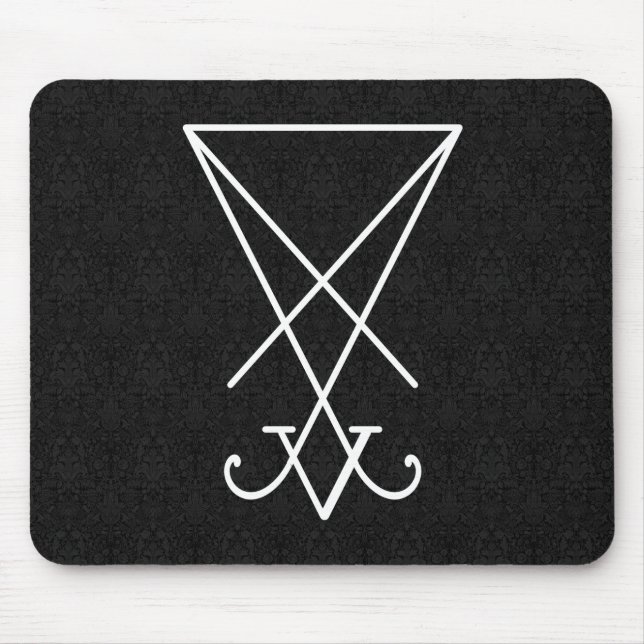 White Lucifer Alchemy Sigil Gothic Art Mouse Mat (Front)