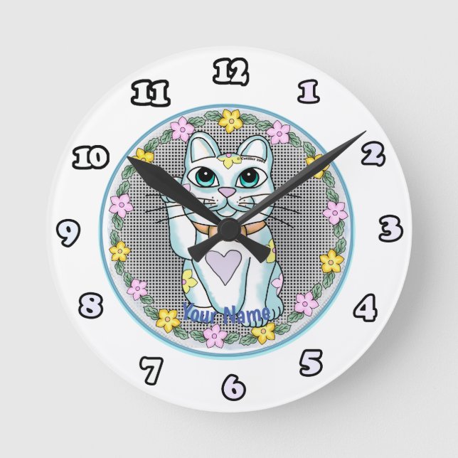 White Lucky Cat  clock (Front)