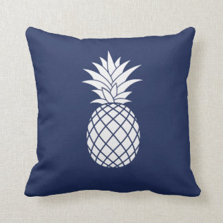 White Luxe Pineapple on Navy Blue Cushion