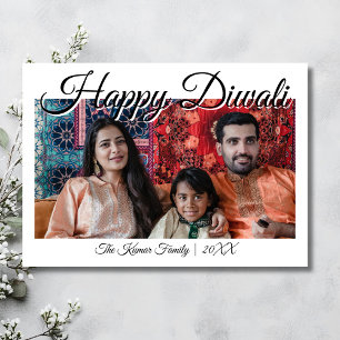 White Luxury Photo Happy Diwali Greeting Holiday Card