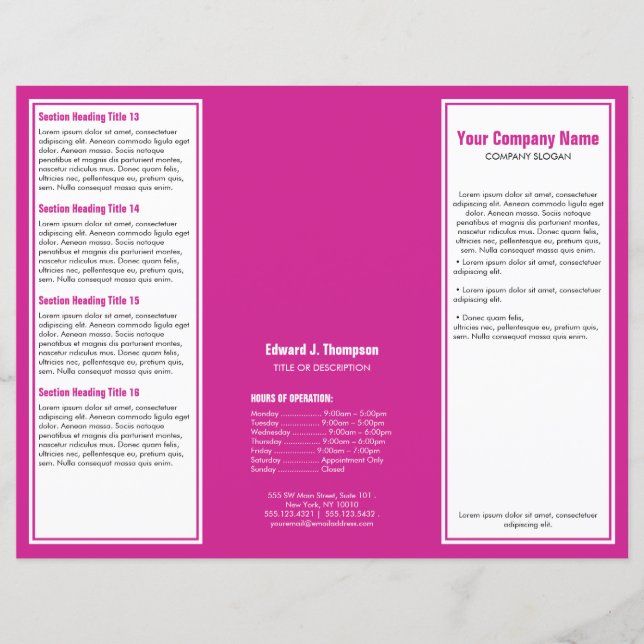 White Magenta Simple Border Brochure (Front)