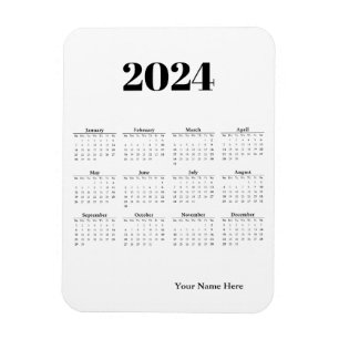 White magnetic card for 2024 calendar magnet