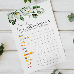 White Magnolia Bridal Shower Game Emoji Pictionary