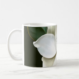 White Magnolia Closeup Green Background Coffee Mug
