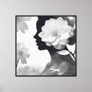 White Magnolia Dreams Modern Zen Monochromatic Canvas Print