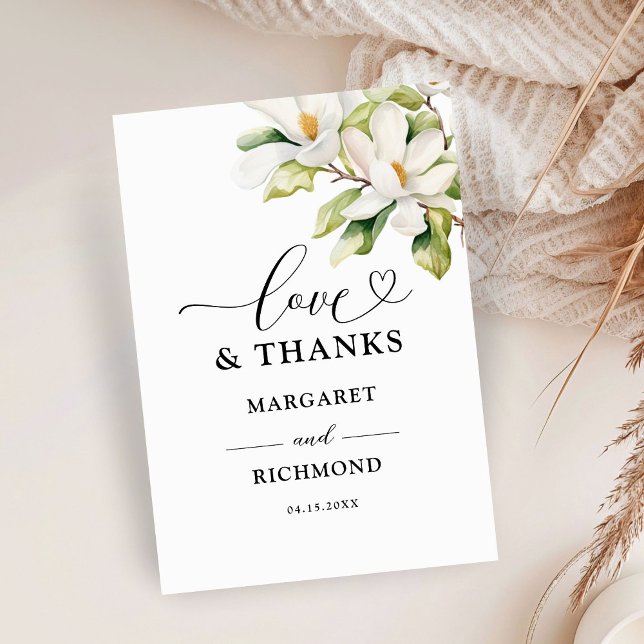 White Magnolia Elegant Floral Wedding Thank You  Card (Creator Uploaded)