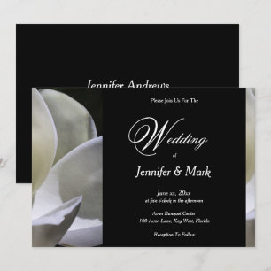 White Magnolia Elegant Wedding Invitation