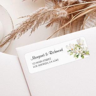 White Magnolia Elegant Wedding Return Address