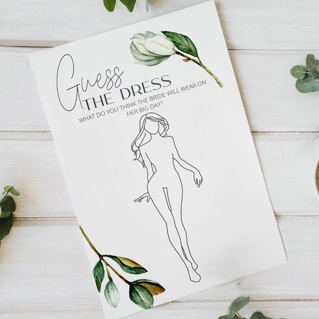 White Magnolia Floral Bridal Game Guess the Dress Flyer (Creator Uploaded)