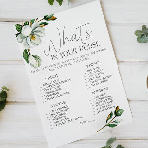 White Magnolia Floral Game Whats In Your Purse  Flyer