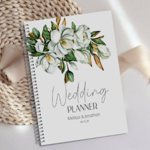 White Magnolia Floral Rustic Wedding Planner